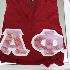 Alpha Phi marble embroidered letters